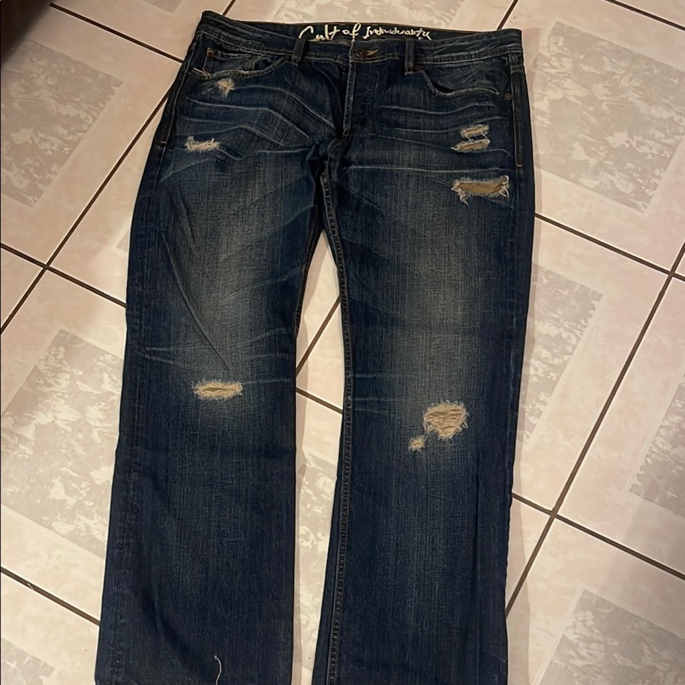 Cult of Individuality Blue Relaxed Distressed Jeans